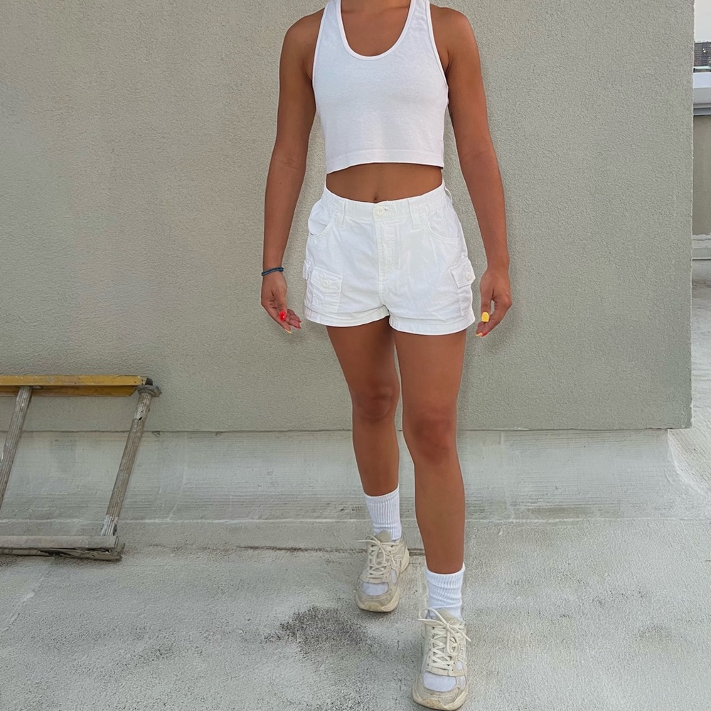 White Lightweight Cargo Shorts BERSHKA